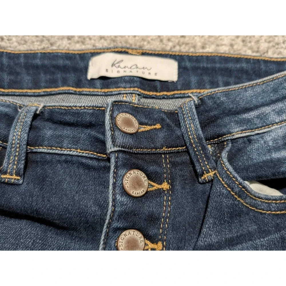 Kancan Signature Womens Jeans‎ Size 28 Dark Wash High Rise Button Fly Ripped